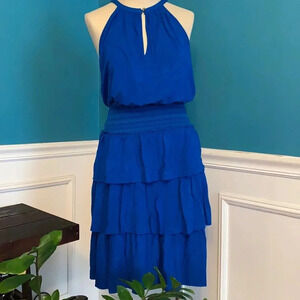Women’s Matthew Williamson blue sleeveless halter dress Small